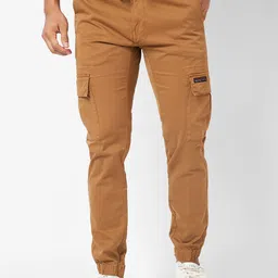 SPYKAR Men  Slim Fit Mid Rise Cotton Cargos Joggers-image-25