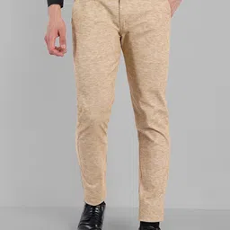 Majestic Man Smart Self Design Mid Rise Plain Slim Fit Formal Trousers-picture-11