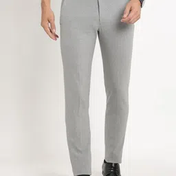 Turtle Men Self Design Tailored Skinny Fit Stretchable Formal Trousers-25