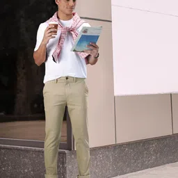 AMERICAN EAGLE OUTFITTERS Men Beige Slim Fit Trousers-image-98