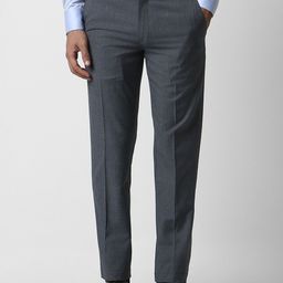 Van Heusen Men Textured Self Design Slim Fit Formal Trousers-image-93
