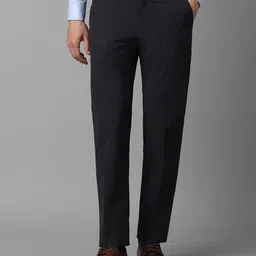 Louis Philippe Men Checked Slim Fit Trousers-image-100