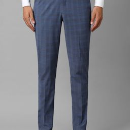 Louis Philippe Men Checked Slim Fit Trousers-image-95