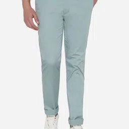 JADE BLUE Men Blue Slim Fit Cotton Chinos Trousers-picture-55