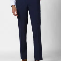 Peter England Men Navy Blue Slim Fit Trousers-image-98
