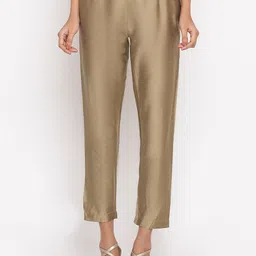 W Women Gold-Toned Comfort Slim Fit Parallel Trousers-image-52