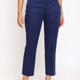 Fabindia Women Comfort Slim Fit Formal Trousers-image-102