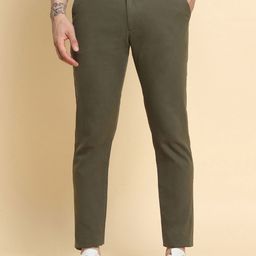 Dennis Lingo Men Comfort Mid Rise Plain Pure Cotton Slim Fit Chinos Trousers-image-56