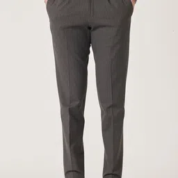MR BUTTON Men Striped Slim Fit Formal Trousers-image-99