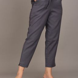 IQRAAR Women Grey Slim Fit Trousers-image-97