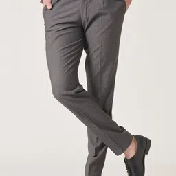 MR BUTTON Men Slim Fit Mid-Rise Formal Trousers-image-94