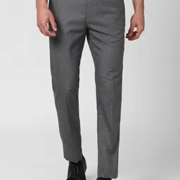 Peter England Elite Men Grey Slim Fit Trousers-image-7