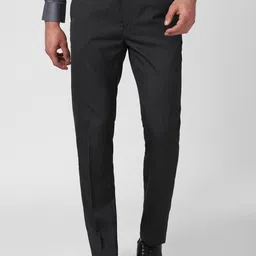 Peter England Elite Men Charcoal Grey Slim Fit Trousers-image-66