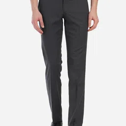 Greenfibre Men Grey Custom Slim Fit Trousers-image-5