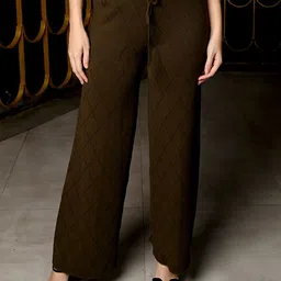 ODETTE Women Printed Straight Fit Trousers-image-10