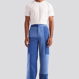 Muvazo Men Colourblocked Mid-Rise Smart Straight Fit Trousers-image-44
