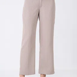 SALT ATTIRE Women Striped Smart Straight Fit Trousers-picture-21
