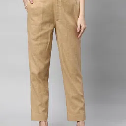 KAMI KUBI Women Straight Fit Cotton Linen Ethnic Trousers-image-83