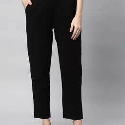 KAMI KUBI Women Straight Fit Cotton Linen Trousers-image-51