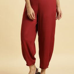 W Women Straight Fit Mid-Rise Plain Cropped Trousers-picture-35