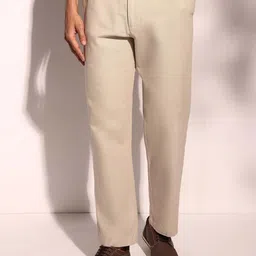 Fabindia Men Solid Straight Fit Chinos Trousers-picture-33