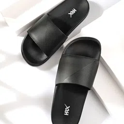 HRX by Hrithik Roshan Men Black Printed Sliders-image-84