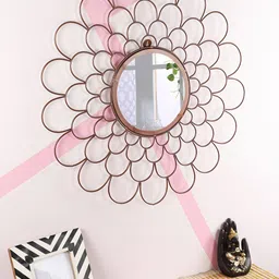 Home Sparkle Copper-Toned Solid Circular Decorative Mirror-38