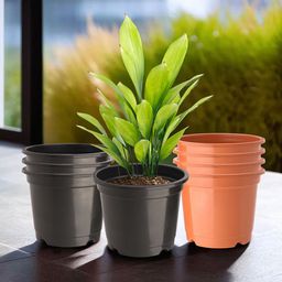 Kuber Industries 8-Pcs Orange-Colored & Black Durable Planters-41