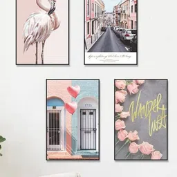 Jaamso Royals Pink 4-Pieces Abstract Wall Stickers-4