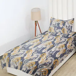 RD TREND Brown Floral 210 TC Cotton Single Bedsheet with Pillow Covers-image-57