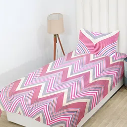 RD TREND Pink Floral 210 TC Cotton Single Bedsheet with 1 Pillow Covers-image-54