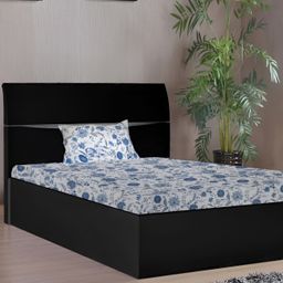 Stylista Blue Floral Cotton 400 TC Single Fitted Bedsheet with Pillow Cover-image-16