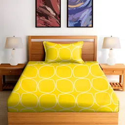 RRC Yellow & White Geometric 144 TC Single Bedsheet Set-picture-56
