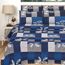 HASHCART Blue Geometric Printed Cotton 210 TC Queen Bedsheet Set-2.40 m x 2.25 m-image-67