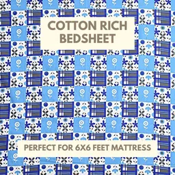 HASHCART Blue & White Floral Printed Cotton 210 TC Queen Bedsheet Set 2.40 m x 2.25 m-image-81