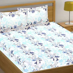 HASHCART White Floral Printed Cotton 210 TC Queen BedsheetSet-2.40 m x 2.25 m-image-15
