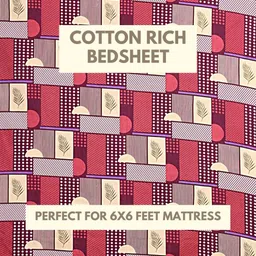 HASHCART PInk & Beige Abstract Printed Cotton 210 TC Queen Bedsheet Set 2.40 m x 2.25 m-4