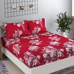 Innovative Edge Maroon Cotton 160 TC King Bedsheet with 2 Pillow Covers-image-74