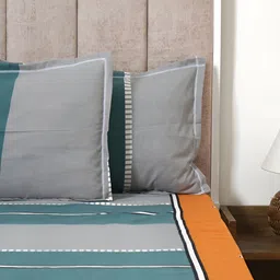 Innovative Edge Orange Cotton 160 TC King Bedsheet with 2 Pillow Covers-image-81