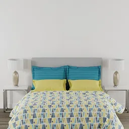 Innovative Edge Yellow Printed Cotton 160 TC Fitted King Bedsheet with 2 Pillow Covers-image-92