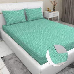 RD TREND Green 210 TC King Bedsheet with 2 Pillow Covers-image-13