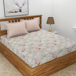 MORADO Pink & Blue Printed 210 TC King Bedsheet with 2 Pillow Covers-picture-32