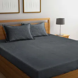 FABINALIV Grey 300 TC Embossed King Double Bedsheet with 2 Pillow Covers-image-14