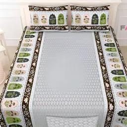 FABROLI Grey & Green 300 TC Double King 130 GSM Bedsheet Set-image-59