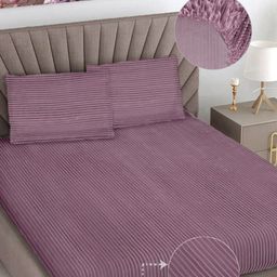 FABINALIV Pink 300 TC King Size Fitted Double Bedsheet With 2 Pillow Covers-picture-24