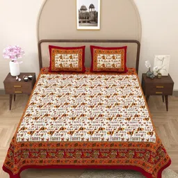 The Craft Monk Multicoloured King Bedsheet with 2 Pillow Covers-image-50