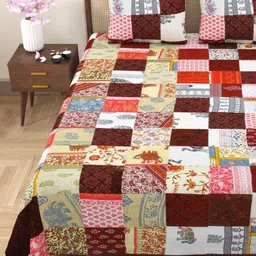 The Craft Monk Satrangi Patchwork 240 TC Pure Cotton King Bedsheet with 2 Pillow Covers-image-71