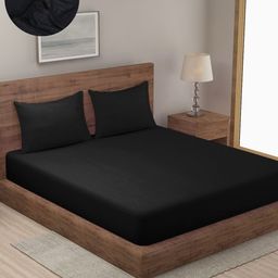 SOKNACK Black Striped 300 TC Queen Bedsheet with 2 Pillow Covers-image-23