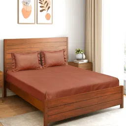 Saral Home Rust Cotton 210 TC Queen Bedsheet with 2 Pillow Covers-image-25
