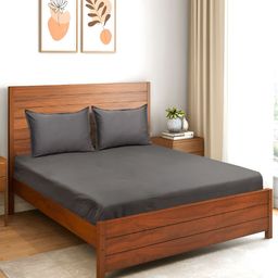 Saral Home Grey Cotton 210 TC Queen Bedsheet with 2 Pillow Covers-image-15
